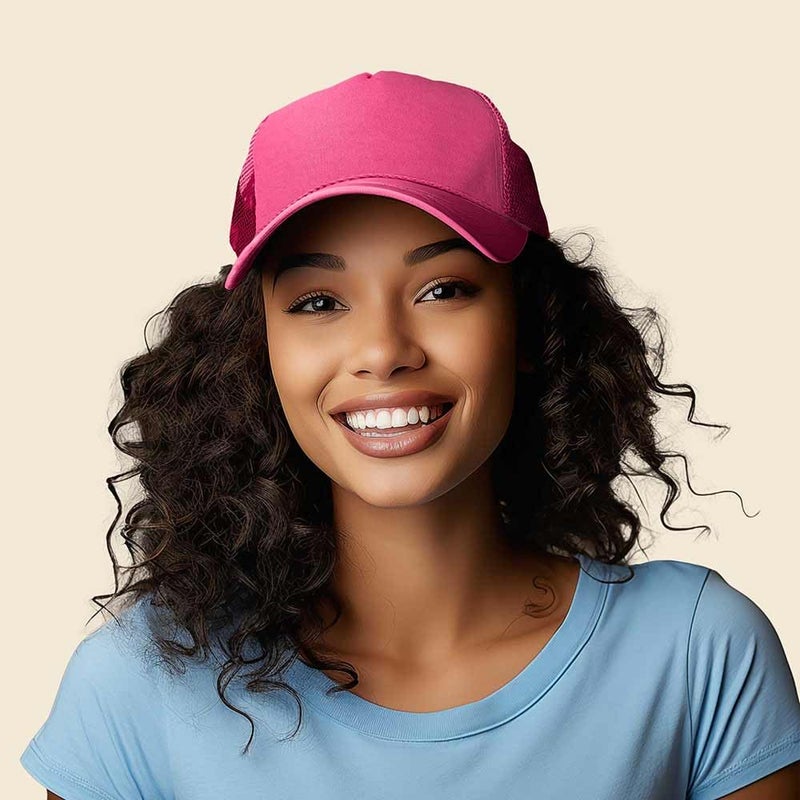 DALIX Trucker Cap Adjustable Snapback in Neon (Hot Pink) - Image 4